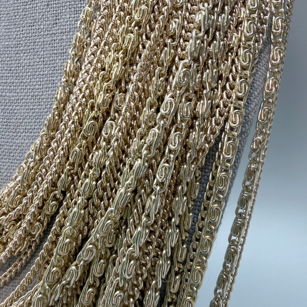 Vintage ART Waterfall Multi Chain Gold Tone Necklace 17" Lightweight Statement - Picture 3 of 11
